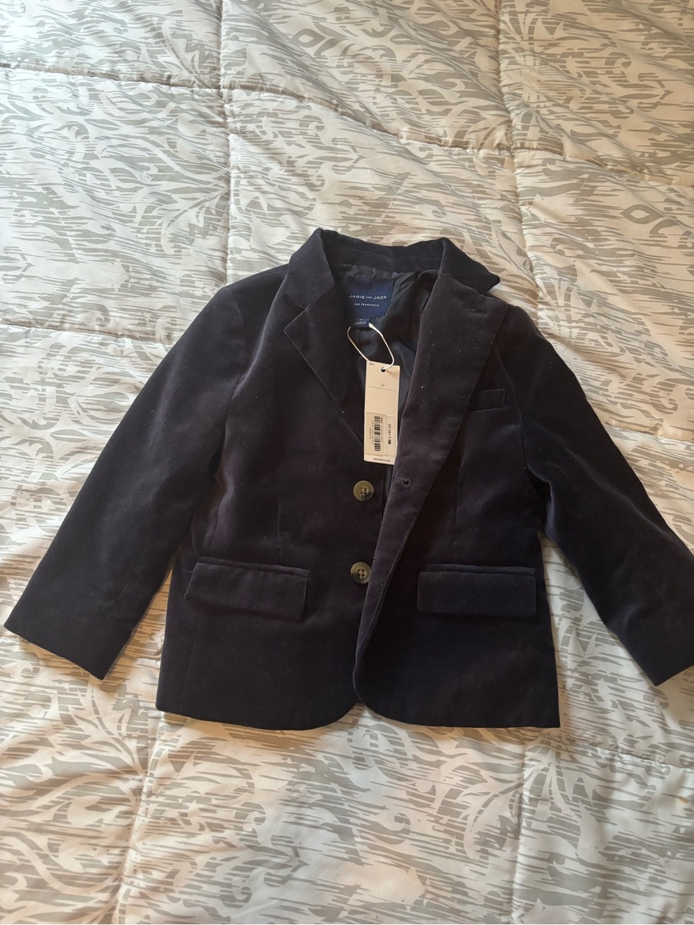 Janie and Jack Boys Navy Velvet Blazer